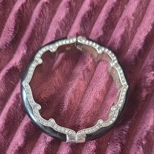 Brighton Imperial Bracelet Silver Crystal Hinge Black Enamel